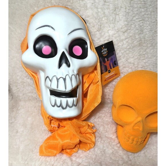 Hyde & EEK! Skeleton Ghoul & Skull Halloween Prop Decoration 5'5 Neon Orange NEW - Picture 6 of 6